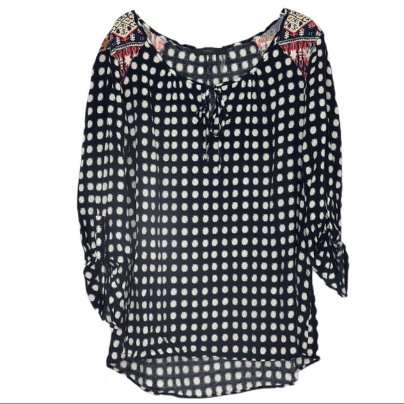 THML print top with multicolored Aztec shoulders size Large - Picture 2 of 8